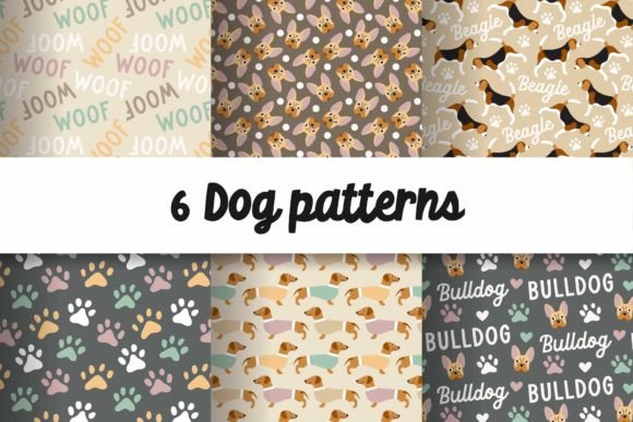 Dog Digital Paper Seamless Pattern for Modern Graphics