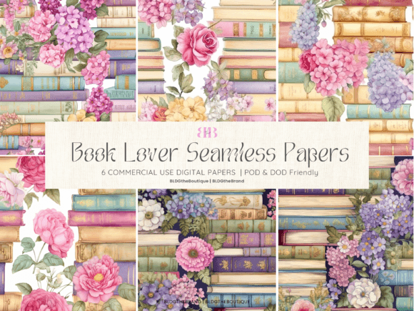 Floral Book Lover Seamless Digital Paper: Graphics & Patterns Review