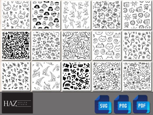 Funny Seamless Pattern Set Cut Wallpaper for Graphics