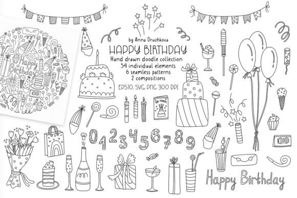 Happy Birthday Doodle Clipart: Graphics & Illustrations Review