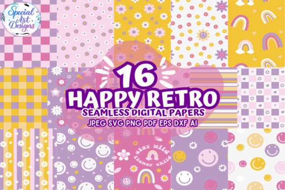 Happy Retro Groovy Retro Patterns: Graphics for Crafts & Blogs