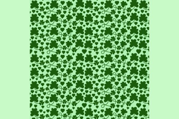 Hearts Lucky Shamrock Seamless Pattern for Graphics and Crafts