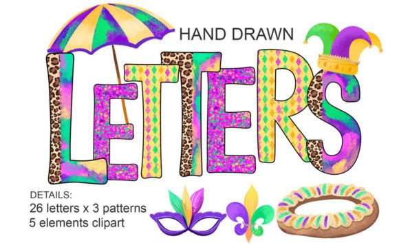 Mardi Gras Alphabet Letters PNG: Graphics & Illustrations Review