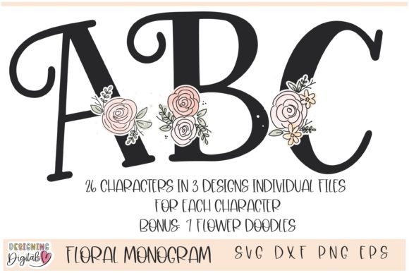 Monogram SVG Bundle, Doodle Letters: Graphics for Print Templates