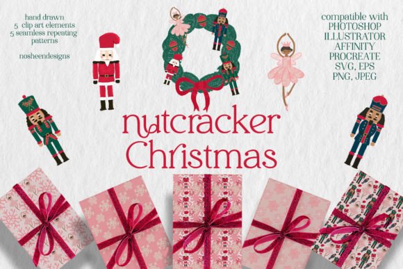 Nutcracker Christmas Clipart and Pattern Graphics