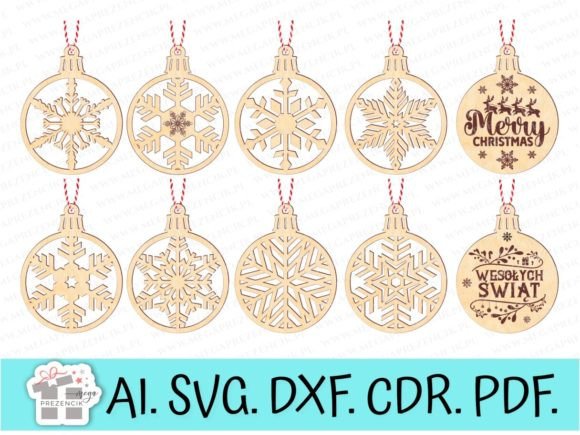 Openwork Baubles with Laser Snowflakes: A Graphic Design Asset Review
