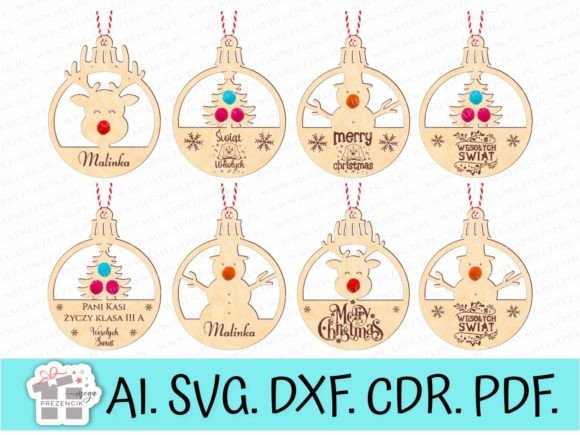 Personalized Bauble Reindeer SVG Laser Graphics and Patterns