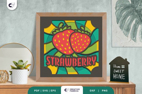 Retro Strawberry 3D Shadow Box SVG for Ornaments