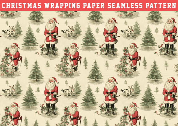 Santa Claus Wrapping Seamless Pattern: Graphics & Patterns for Local Brands