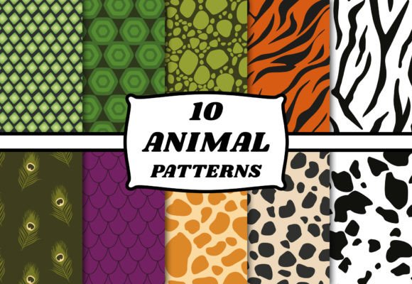 Wild Animal Pattern Set Wildlife Art for Graphics and Patterns